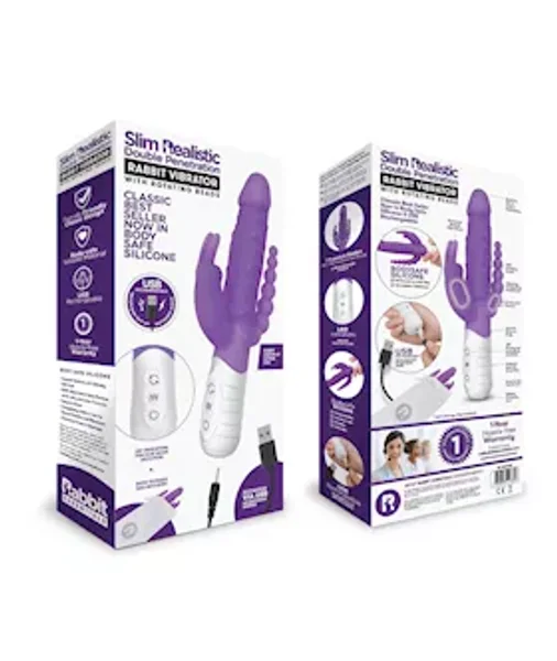 Rr Rechargeable Slim Double Penetration Rabbit Purple — image 2 of 2