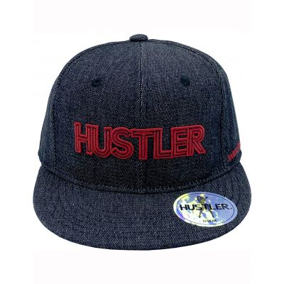 HUSTLER Red Logo Flat Brim Cap