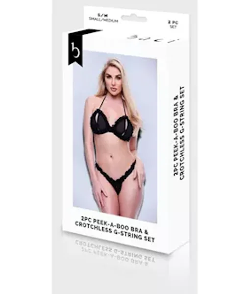 Baci 2pc Peek-a-boo Bra & Crotchless G-string Set-s/m Bx — image 6 of 6