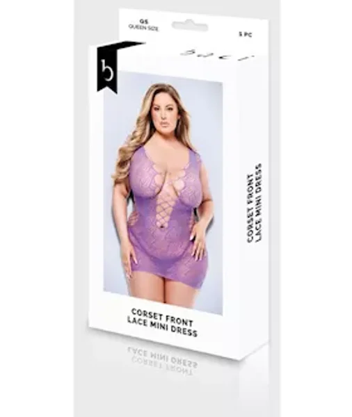 Baci Corset Front Lace Mini Dress - Purple - Q Bx — image 6 of 6