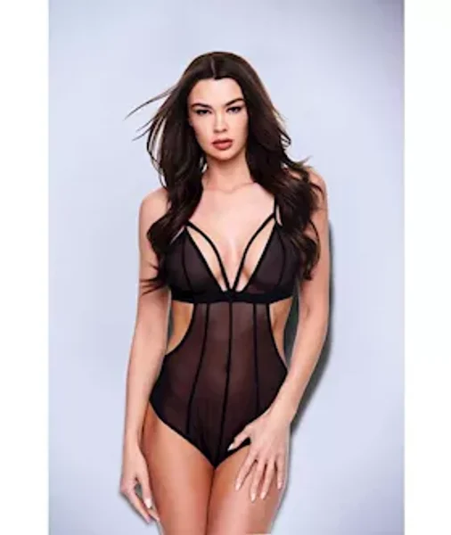 Baci Sexy Crotchless Mesh Teddy - Black - S/m Bx — image 4 of 6