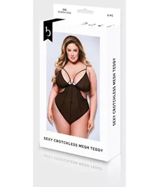 Baci Sexy Crotchless Mesh Teddy - Black - Q Bx — image 6 of 6