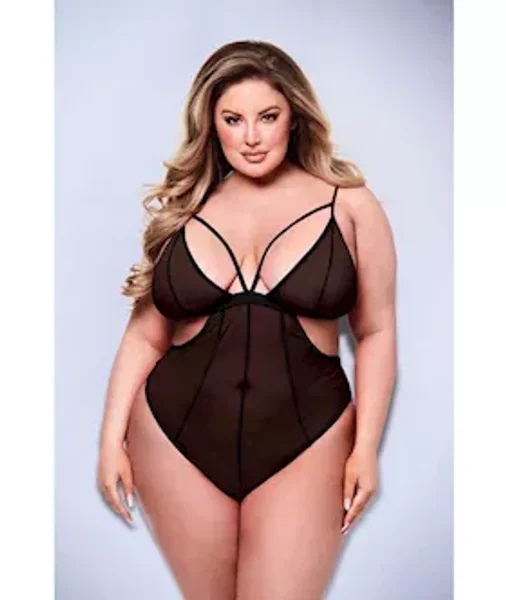 Baci Sexy Crotchless Mesh Teddy - Black - Q Bx — image 4 of 6