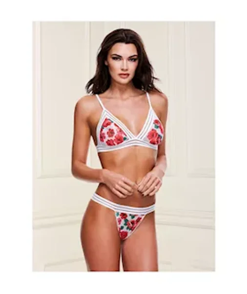 Floral And Lace Bra And Open Back Panty Set — image 7 of 8