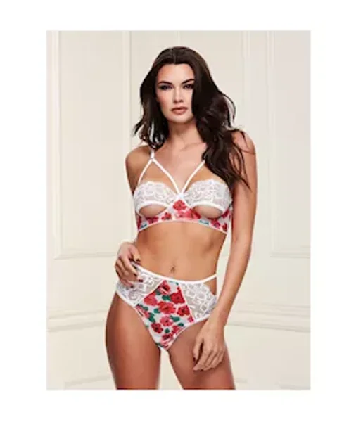 Floral And Lace Peekaboo Bra And Panty Set — image 5 of 6