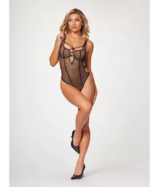 Nothing But Net Fishnet Teddy  Stm-11495-black-s — image 3 of 4