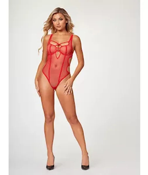 Nothing But Net Fishnet Teddy  Stm-11495-red-s — image 3 of 4