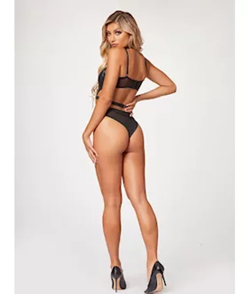 Midnight Love Vegan Leather Two Piece Teddy Set Stm-11524-black-xl — image 4 of 4