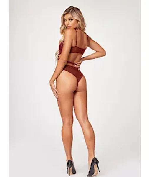 Midnight Love Vegan Leather Two Piece Teddy Set Stm-11524-wine-xl — image 4 of 4