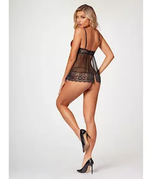 The Romantic Two Piece Babydoll Set Stm-11547-black-l — image 3 of 3