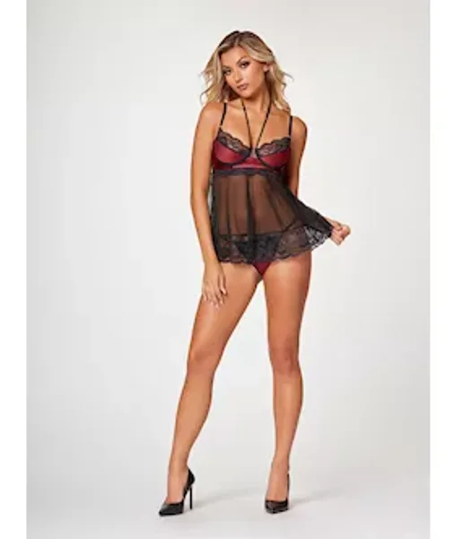 The Romantic Two Piece Babydoll Set Stm-11547-black-l — image 2 of 3