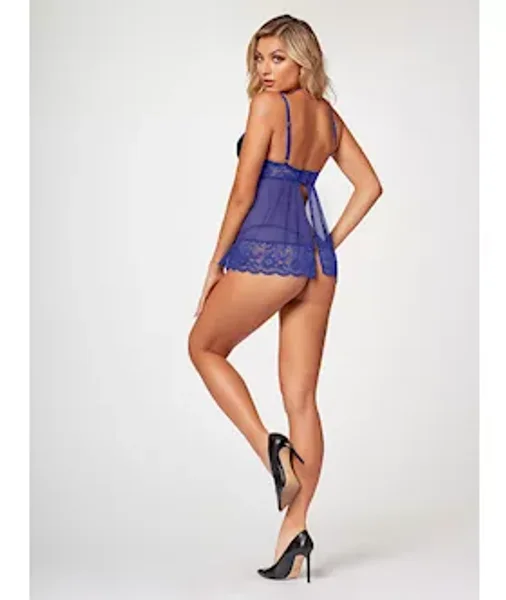 The Romantic Two Piece Babydoll Set Stm-11547-blue-m — image 4 of 4