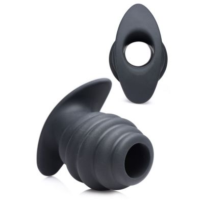 Master Series Ribbed Hollow 3 4 Silicone Butt Plug