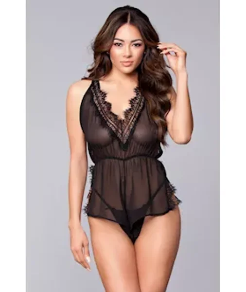 Lace Plunge Neck Romper - L — image 4 of 6