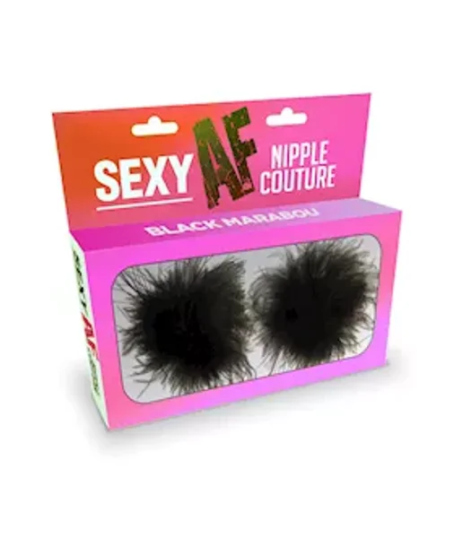 Sexy Af Nipple Pasties Black Marabou — image 3 of 4