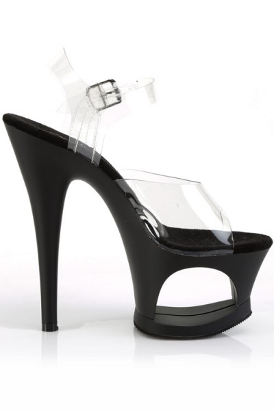 Pleaser Moon 7" Black Cut-Out Platform Sandal