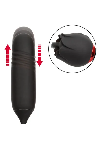 French Kiss Elite Romeo Thrusting Bullet Vibe & Flickering Tongue Clitoral Stimulator By CalExotics - Black — image 20 of 25