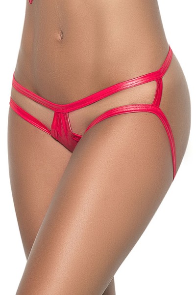 Mapale by Espiral Hot Mix Slinky Red Wet-Look Cage Panty