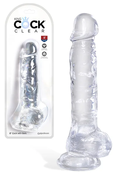 Pipedream King Cock Clear Realistic 8" Dildo with Balls & Suction Cup Base — image 4 of 6