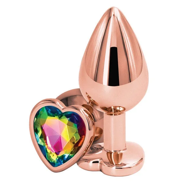 Rear Assets Rose Gold Heart Butt Plug - Medium - Rainbow — image 2 of 3