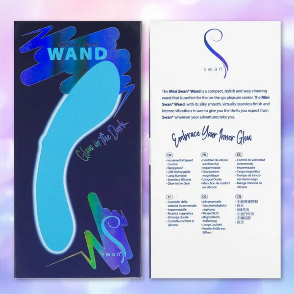The Mini Swan Wand Rechargeable Waterproof Silicone Glow In The Dark G-Spot Vibrator - Blue — image 13 of 13
