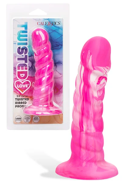 California Exotic Twisted Ribbed Probe 5.5" Marbled Silicone Dildo — image 7 of 12