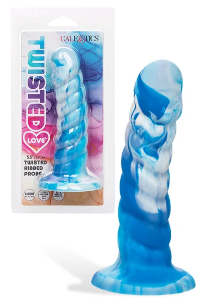 California Exotic Twisted Ribbed Probe 5.5" Marbled Silicone Dildo — image 16 of 18