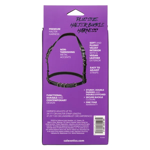 Euphoria Collection Plus Size Halter Buckle  Harness - Black — image 8 of 11