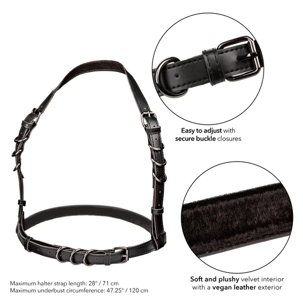 Euphoria Collection Plus Size Halter Buckle  Harness - Black — image 10 of 11