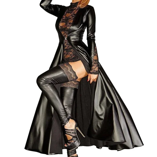 Noir Power Wetlook Gown Coat — image 3 of 5