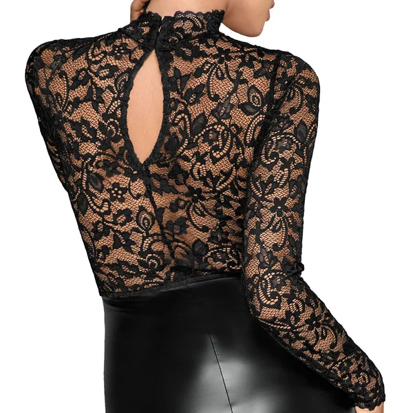 Noir Midi Dress with Soft Lace Top