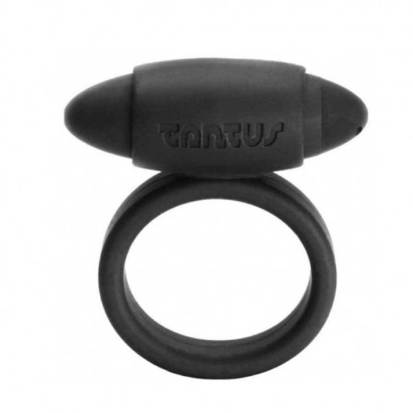 Tantus Silicone Vibrating Cock Ring Super Soft Black C-Ring for Men