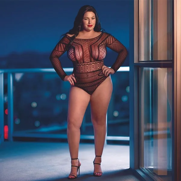 Scandal Off The Shoulder Mesh Lace Bodysuit