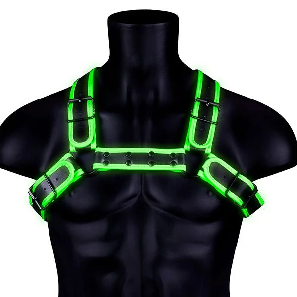 Ouch! Glow In the Dark Bonded Leather Bulldog Harness with Buckles — image 3 of 4