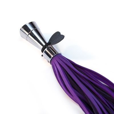 Leather flogger with metal handle assorted colors