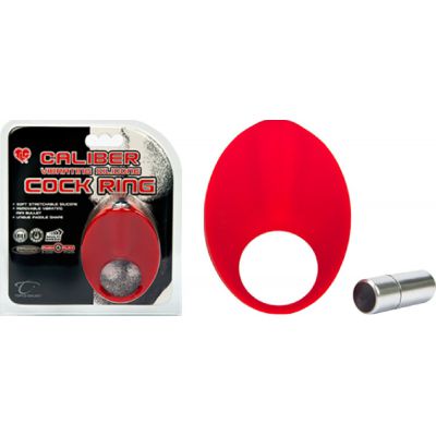 Caliber Vibrating Silicone Cock Ring Red