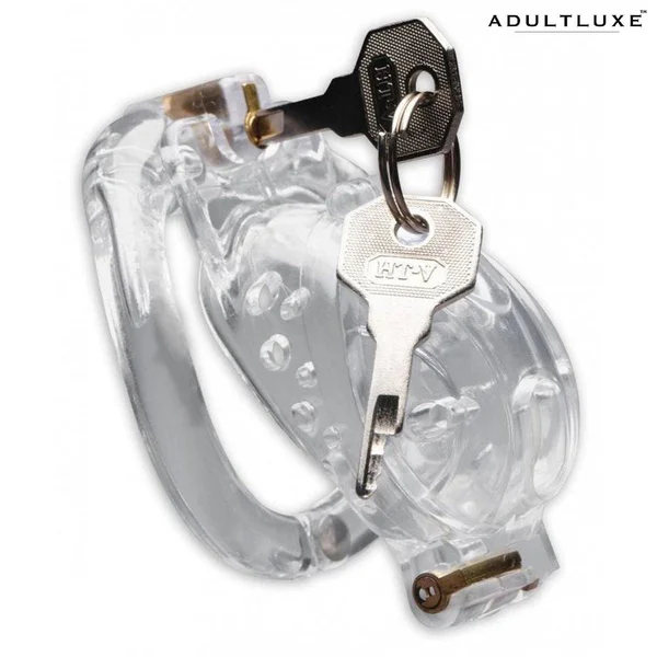 Master Series Double Lockdown Locking Customizable Chastity Cage With Keys - Clear — image 8 of 8