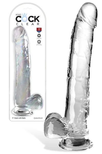 Pipedream King Cock Clear 11" Realistic Dildo with Balls & Suction Cup Base — image 2 of 2