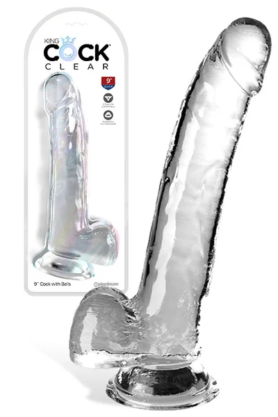 Pipedream King Cock Clear 9" Realistic Dildo with Balls & Suction Cup Base — image 5 of 6
