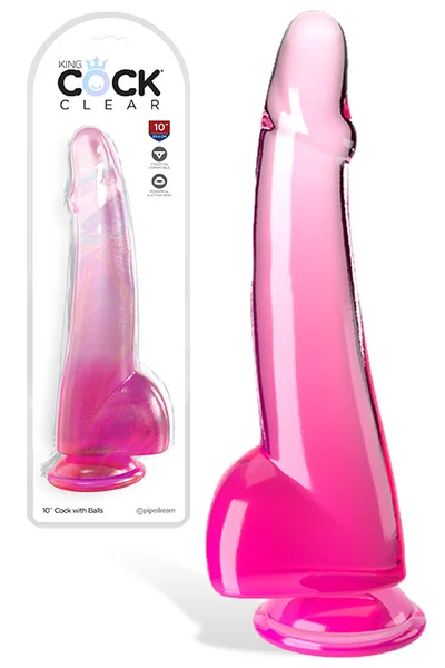 Pipedream King Cock Clear 10" Realistic Dildo with Balls & Suction Cup Base — image 4 of 6