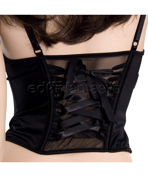 Mesh ruffled bustier with g-string