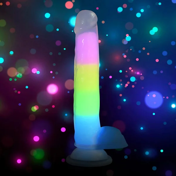 Lollicock 7 In Glow Rainbow Dildo with Balls — image 4 of 4