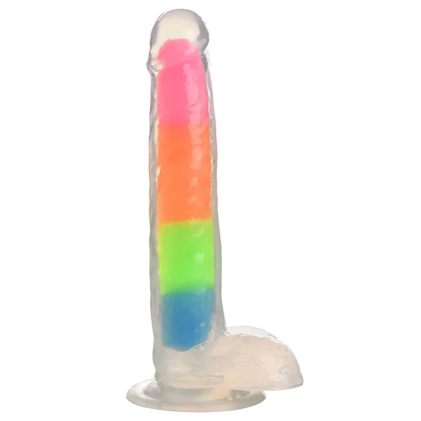 Lollicock 7 In Glow Rainbow Dildo with Balls — image 3 of 4