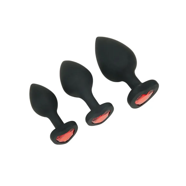 Whipsmart Heartbreaker 3-Piece Silicone Crystal Heart Anal Training Set