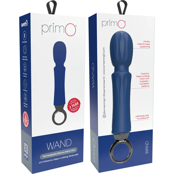 PrimO Wand Rechargeable Waterproof Silicone Vibrator By Screaming O - Blueberry — image 8 of 8