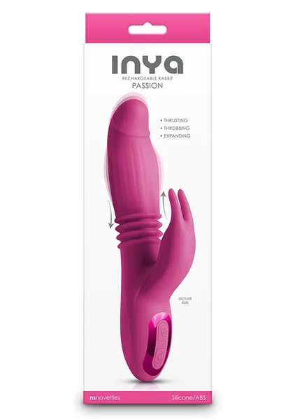 Inya Passion Thrusting Throbbing Expanding Rabbit Silicone Dual Stimulation Vibrator - Pink — image 6 of 6