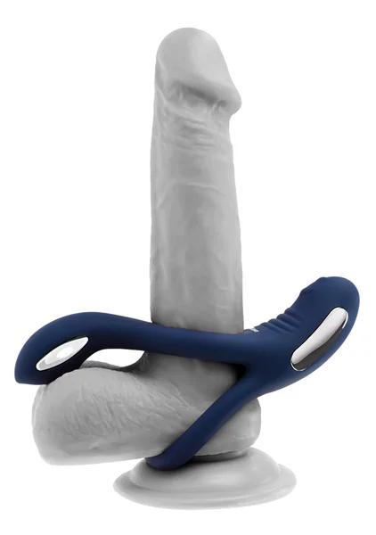 Zero Tolerance Ring Around The Rosy Silicone Vibrating Double Cock Ring & Ball Stimulator - Blue — image 19 of 25