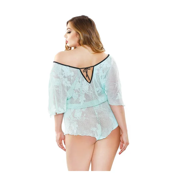Curve Stretch Lace Romper Seafoam 1X/2X — image 5 of 6