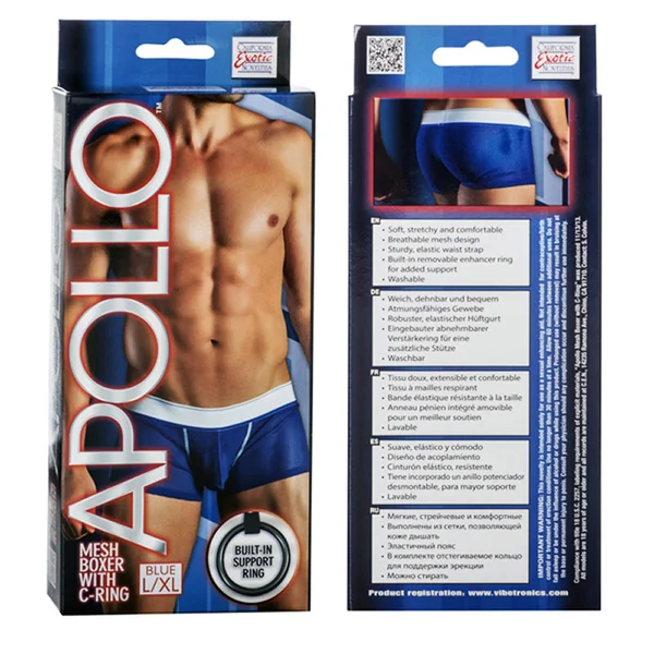 California Exotic Apollo Mesh Boxer with C-Ring - L/XL - Blue — image 2 of 2