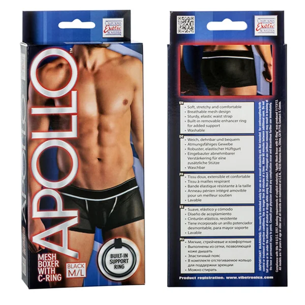 California Exotic Apollo Mesh Boxer with C-Ring - M/L - Black — image 2 of 2